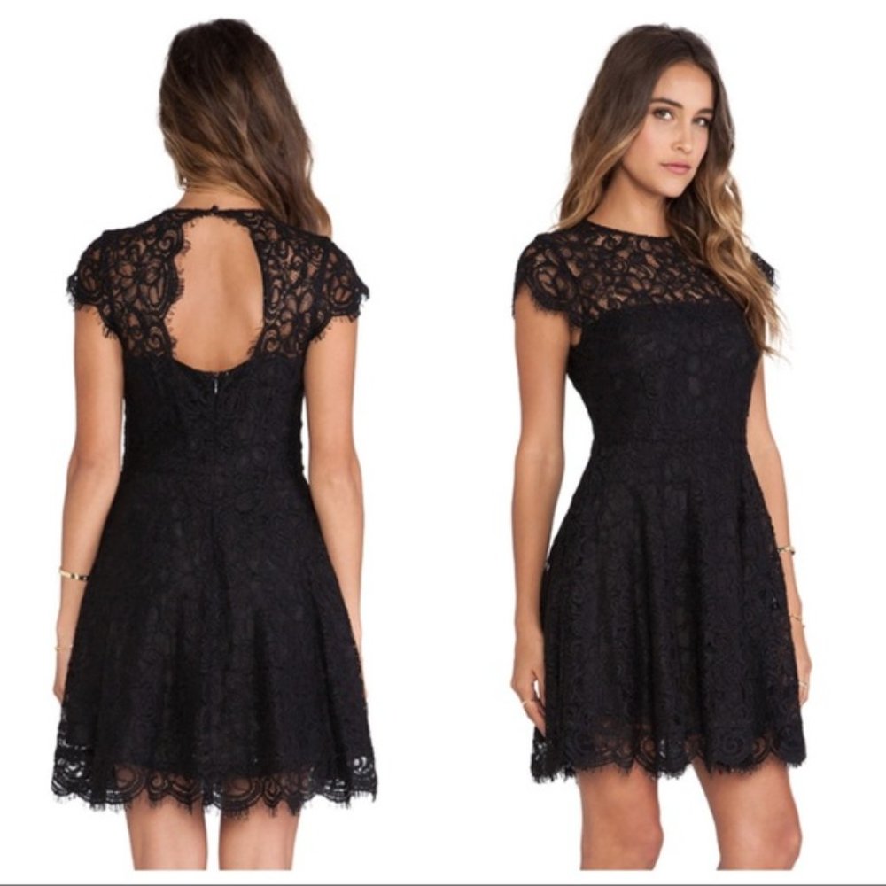 bb dakota rylin black lace cap sleeve dress 2 NWT